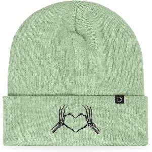 imageDALIX Heart of Bones Embroidered Beanie Hat Knit Cap Cold Weather WomensLight Green