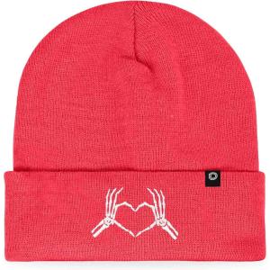 imageDALIX Heart of Bones Embroidered Beanie Hat Knit Cap Cold Weather WomensNeon Pink