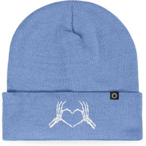 imageDALIX Heart of Bones Embroidered Beanie Hat Knit Cap Cold Weather WomensPeriwinkle