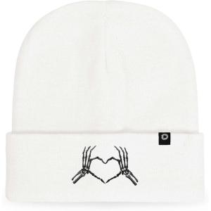 imageDALIX Heart of Bones Embroidered Beanie Hat Knit Cap Cold Weather WomensWhite