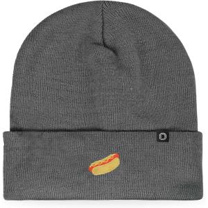 imageDALIX Hot Dog Embroidered Beanie Hat Cotton Cute Winter Fall Cap WomensAsphalt Gray