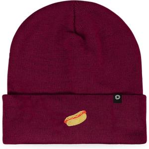 imageDALIX Hot Dog Embroidered Beanie Hat Cotton Cute Winter Fall Cap WomensMaroon