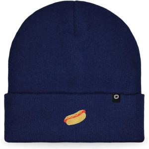 imageDALIX Hot Dog Embroidered Beanie Hat Cotton Cute Winter Fall Cap WomensNavy Blue
