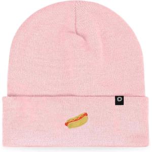 imageDALIX Hot Dog Embroidered Beanie Hat Cotton Cute Winter Fall Cap WomensPink