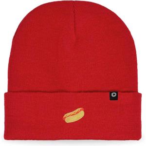 imageDALIX Hot Dog Embroidered Beanie Hat Cotton Cute Winter Fall Cap WomensRed