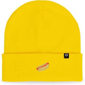 imageDALIX Hot Dog Embroidered Beanie Hat Cotton Cute Winter Fall Cap WomensYellow
