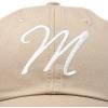 imageDALIX Initial Hat Letter M Womens Baseball Cap Monogram Cursive EmbroiderKhaki