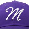 imageDALIX Initial Hat Letter M Womens Baseball Cap Monogram Cursive EmbroiderPurple