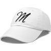 imageDALIX Initial Hat Letter M Womens Baseball Cap Monogram Cursive EmbroiderWhite