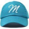 imageDALIX Initial Hat Letter M Womens Baseball Cap Monogram Cursive EmbroiderTeal