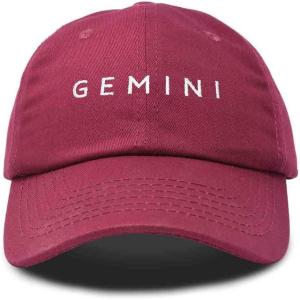 imageDALIX Gemini Dad Hat Embroidered Zodiac Astrology Cotton Baseball CapMaroon