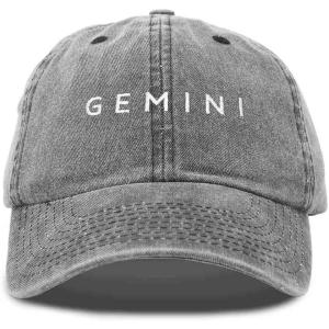 imageDALIX Gemini Dad Hat Embroidered Zodiac Astrology Cotton Baseball CapWashed Black