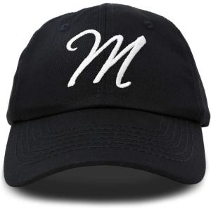imageDALIX Initial Hat Letter M Womens Baseball Cap Monogram Cursive EmbroiderBlack