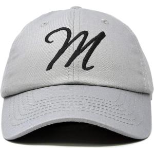 imageDALIX Initial Hat Letter M Womens Baseball Cap Monogram Cursive EmbroiderGray