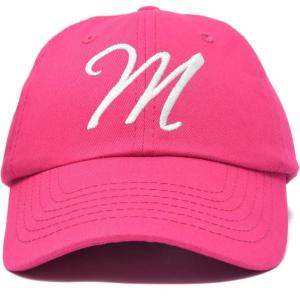 imageDALIX Initial Hat Letter M Womens Baseball Cap Monogram Cursive EmbroiderHot Pink