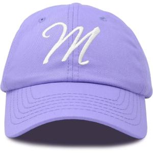 imageDALIX Initial Hat Letter M Womens Baseball Cap Monogram Cursive EmbroiderLavender