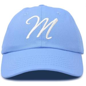 imageDALIX Initial Hat Letter M Womens Baseball Cap Monogram Cursive EmbroiderLight Blue