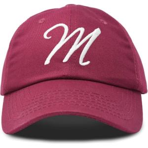 imageDALIX Initial Hat Letter M Womens Baseball Cap Monogram Cursive EmbroiderMaroon