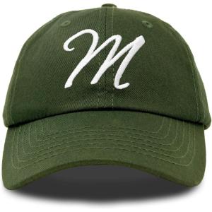 imageDALIX Initial Hat Letter M Womens Baseball Cap Monogram Cursive EmbroiderOlive