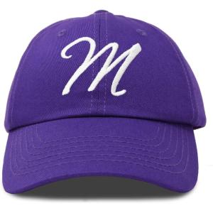imageDALIX Initial Hat Letter M Womens Baseball Cap Monogram Cursive EmbroiderPurple