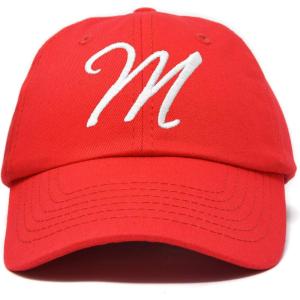 imageDALIX Initial Hat Letter M Womens Baseball Cap Monogram Cursive EmbroiderRed