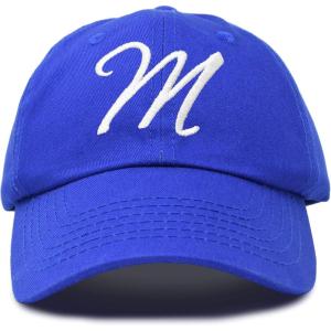 imageDALIX Initial Hat Letter M Womens Baseball Cap Monogram Cursive EmbroiderRoyal Blue