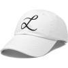 imageDALIX Initial Hat Letter L Womens Baseball Cap Monogram Cursive EmbroiderWhite