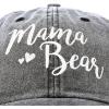 imageDALIX Mama Bear Mom Hat Gift Vintage Washed Denim Cap DistressedBlack