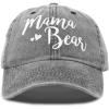imageDALIX Mama Bear Mom Hat Gift Vintage Washed Denim Cap DistressedBlack