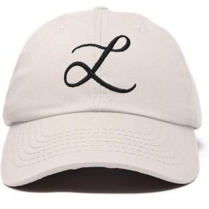 imageDALIX Initial Hat Letter L Womens Baseball Cap Monogram Cursive EmbroiderBeige