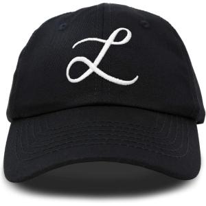 imageDALIX Initial Hat Letter L Womens Baseball Cap Monogram Cursive EmbroiderBlack