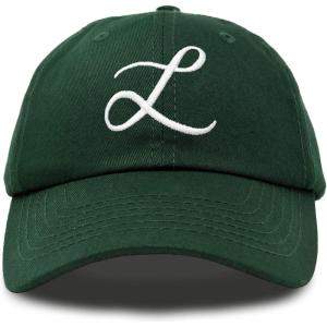 imageDALIX Initial Hat Letter L Womens Baseball Cap Monogram Cursive EmbroiderDark Green