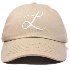 imageDALIX Initial Hat Letter L Womens Baseball Cap Monogram Cursive EmbroiderKhaki