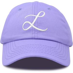 imageDALIX Initial Hat Letter L Womens Baseball Cap Monogram Cursive EmbroiderLavender