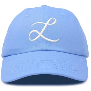 imageDALIX Initial Hat Letter L Womens Baseball Cap Monogram Cursive EmbroiderLight Blue
