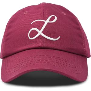 imageDALIX Initial Hat Letter L Womens Baseball Cap Monogram Cursive EmbroiderMaroon