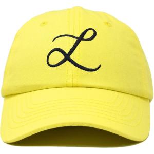 imageDALIX Initial Hat Letter L Womens Baseball Cap Monogram Cursive EmbroiderMinion Yellow