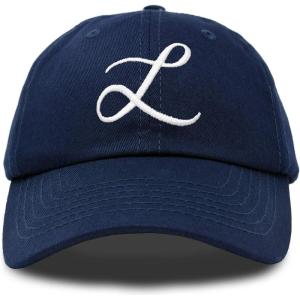 imageDALIX Initial Hat Letter L Womens Baseball Cap Monogram Cursive EmbroiderNavy Blue