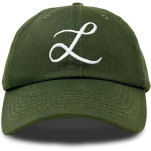 imageDALIX Initial Hat Letter L Womens Baseball Cap Monogram Cursive EmbroiderOlive