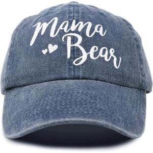 imageDALIX Mama Bear Mom Hat Gift Vintage Washed Denim Cap DistressedNavy Blue