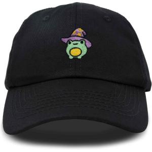 imageDALIX Sorcerer Frog Embroidered Cap Cotton Baseball Cute Cool Dad Hat WomensBlack