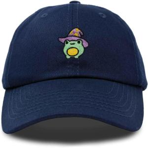 imageDALIX Sorcerer Frog Embroidered Cap Cotton Baseball Cute Cool Dad Hat WomensNavy Blue