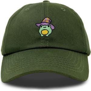 imageDALIX Sorcerer Frog Embroidered Cap Cotton Baseball Cute Cool Dad Hat WomensOlive