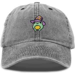 imageDALIX Sorcerer Frog Embroidered Cap Cotton Baseball Cute Cool Dad Hat WomensWashed Black