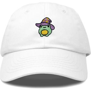 imageDALIX Sorcerer Frog Embroidered Cap Cotton Baseball Cute Cool Dad Hat WomensWhite