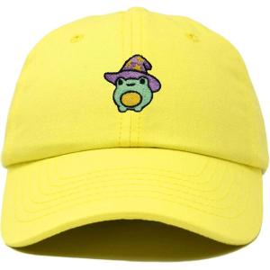 imageDALIX Sorcerer Frog Embroidered Cap Cotton Baseball Cute Cool Dad Hat WomensYellow