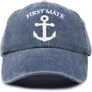 imageDALIX First Mate Hat Sailing Baseball Cap Sailor Gift Men Women VintageNavy Blue