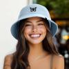 imageDALIX Butterfly Cotton Bucket Hat Lightweight Outdoor Travel Beach Everyday WomensForever Blue