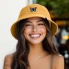 imageDALIX Butterfly Cotton Bucket Hat Lightweight Outdoor Travel Beach Everyday WomensGolden Cream