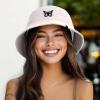 imageDALIX Butterfly Cotton Bucket Hat Lightweight Outdoor Travel Beach Everyday WomensParchment White